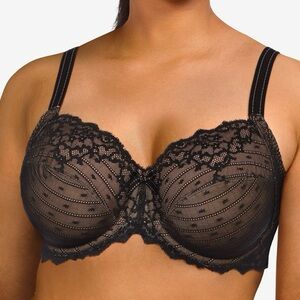 Chantelle Rive Gauche Full Coverage Underwire Bra C32810 Black & Nude 40DDDD 40G